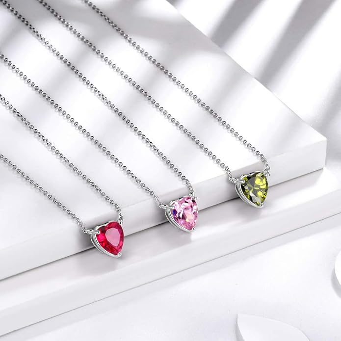 Aurora Tears 925 Sterling Silver 12 Birthstone Hearts Jewelry Women Crystal Wedding/Engagement/Bridal Heart Necklace/Earring/Ring/Bracelet Sets Jewellery