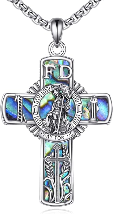 YFN Patron Saint Necklace Sterling Silver Amulet Medal Pendant Religious Protector Jewelry Gifts for Women Men