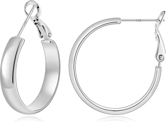Gacimy 14K Gold Plated Hoop Earrings for Women, 14k Real Gold Plated with 925 Sterling Silver Post, Hypoallergenic Lightweight Thick Hoops Earrings for Women Trendy
