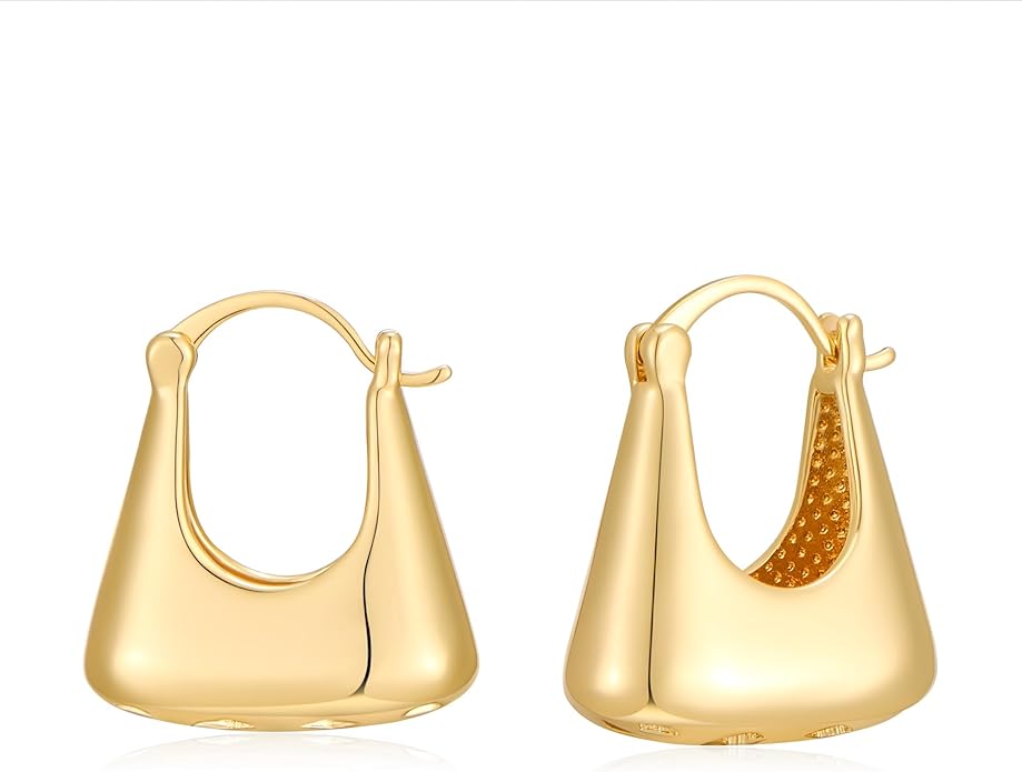 YUJIE Gold Plated Hoop Earrings for Women Brass Earring Chunky Statement Jewelry