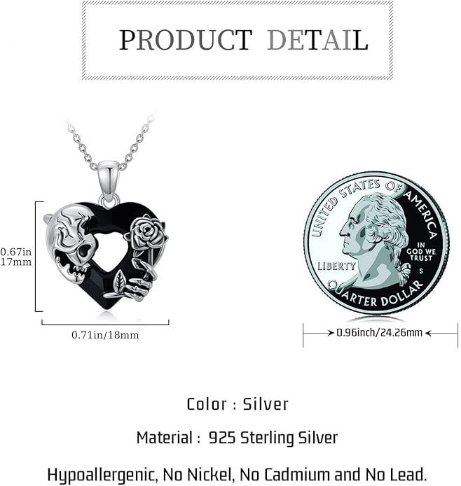 KoyeKei Sterling Silver Halloween Necklace Gothic Jewelry Gifts for Women Men