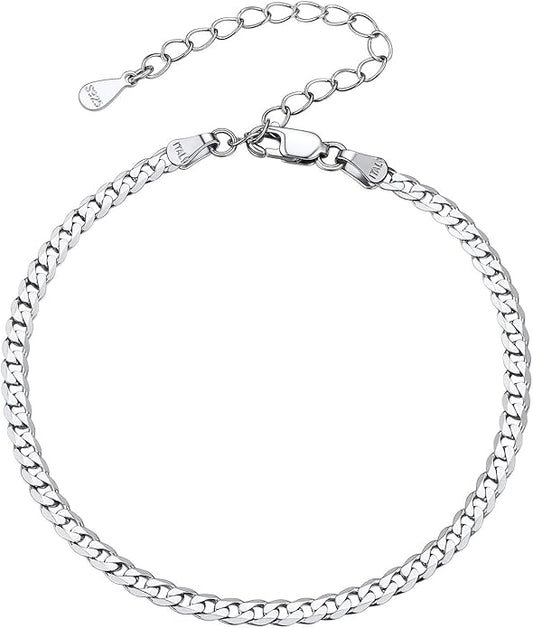 PROSILVER 925 Sterling Silver Ankle Bracelets For Women, Stylish Chain Anklets, Summer Beach Jewelry, 8.6-10.6 Inch Adjustable, Come with Box