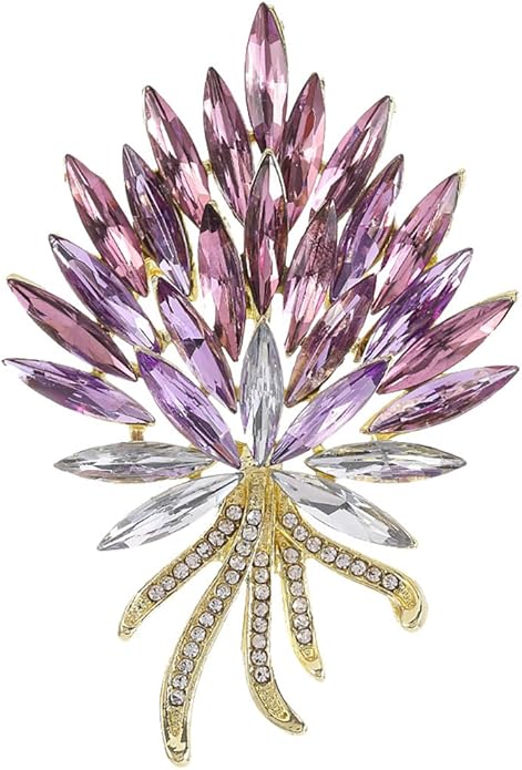 Sparkling Rhinestone Flower Brooch Pin Premium Blue Purple Crystal Flower Brooch Lapel Pins Vintage White Rose Broochs Clothes Hat Bag Dress Clothing Jewelry for Women