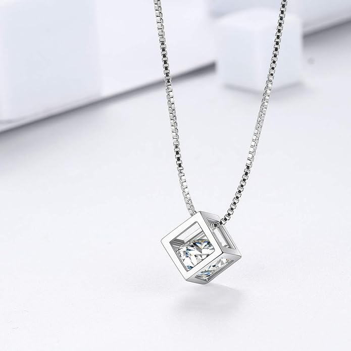 Aurora Tears Birthstone Necklace/Earring 925 Sterling Silver Women Cross/3D Cube/Cresent Moon Birth Stone Jewelry Mens Birthday Gift Anniversary Present