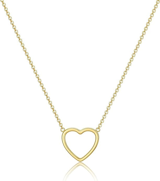 Foxgirl Gold Heart Necklaces for Women 14k Gold Plated Pendant Necklace Simple Cute Necklaces for Women Dainty Layered Choker Necklaces for Women Gold Jewelry for Teen Girls