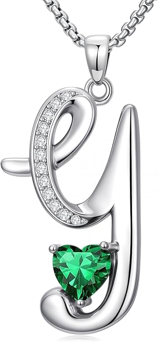 Christmas Gifts for Women Alphabet A to Z Initial Birthstone Pendant Necklaces for Women - 18k White Gold Plated Personalized Name Jewelry Valentine Mothers Day Birthday Gifts for Women Her Girlfriend