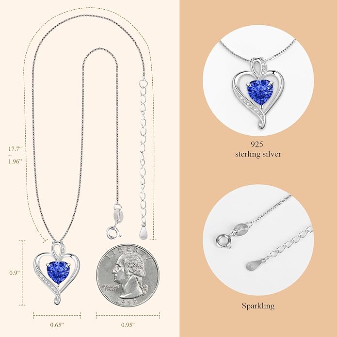 925 Sterling Silver Necklace - Exquisite Silver Jewelry for Women - Heart Pendant Silver Necklace - Birthday, Anniversary, Valentine's Day Gift for Women, Wife, Mom, Girlfriend, Lady