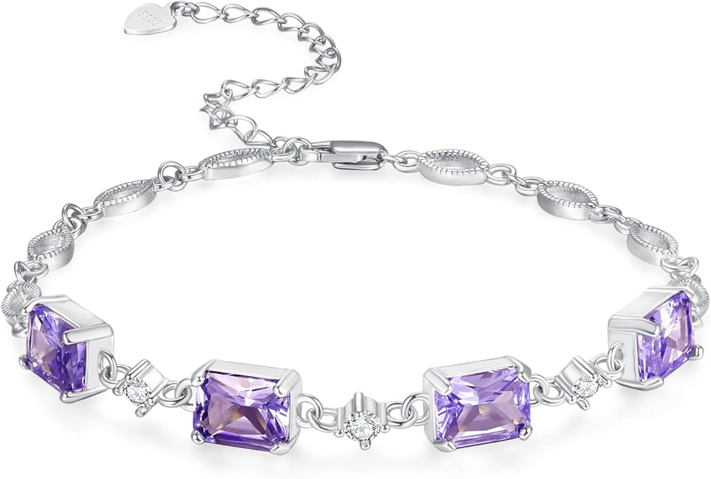 PRAYMOS Birthstone Bracelets for Women Mom Mother's Grandma Sterling Silver Women's Bracelets Birthstone Jewelry Gifts