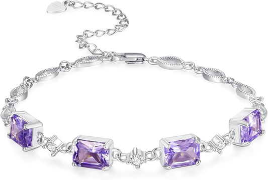 PRAYMOS Birthstone Bracelets for Women Mom Mother's Grandma Sterling Silver Women's Bracelets Birthstone Jewelry Gifts