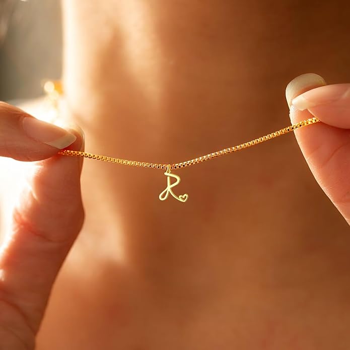 Initial Necklaces for Women Trendy, Dainty Silver Letter Necklace Cute Pendant Choker Name Necklace Personalized Costume Monogram Silver Jewelry Necklace for Women Valentines Gifts