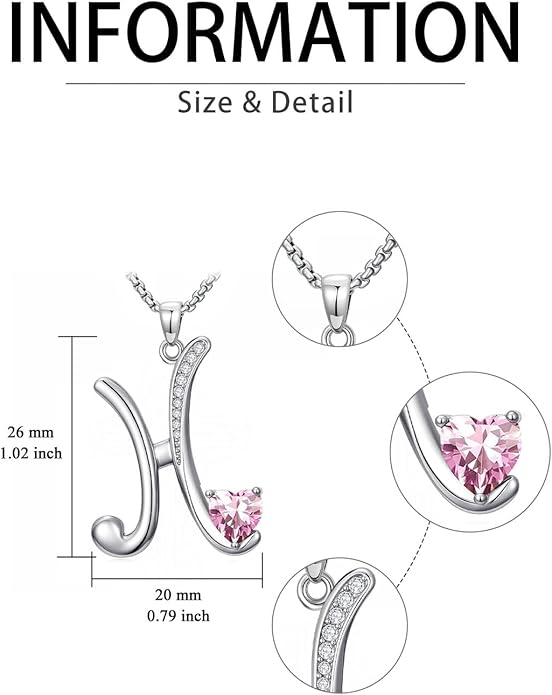 Christmas Gifts for Women Alphabet A to Z Initial Birthstone Pendant Necklaces for Women - 18k White Gold Plated Personalized Name Jewelry Valentine Mothers Day Birthday Gifts for Women Her Girlfriend