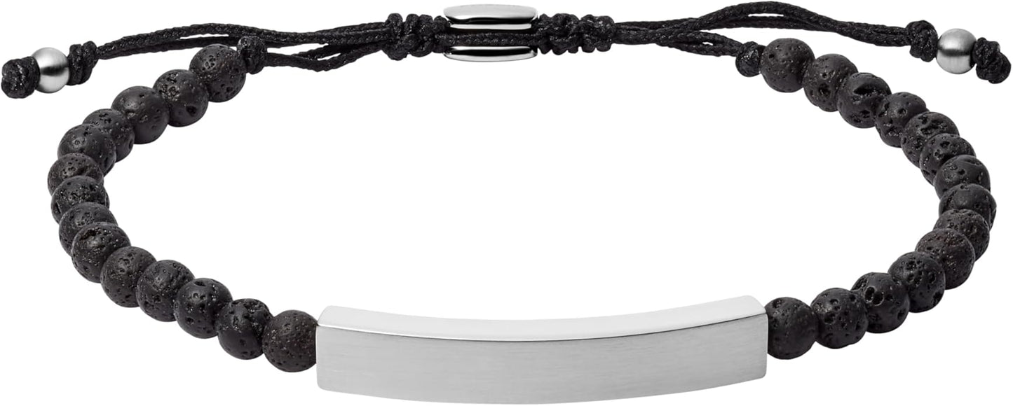 Fossil Men's Plated Stainless Steel Engravable Personalized Gift ID, Chain or Cuff Bracelet for Men