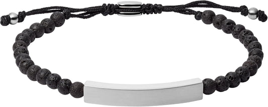 Fossil Men's Plated Stainless Steel Engravable Personalized Gift ID, Chain or Cuff Bracelet for Men