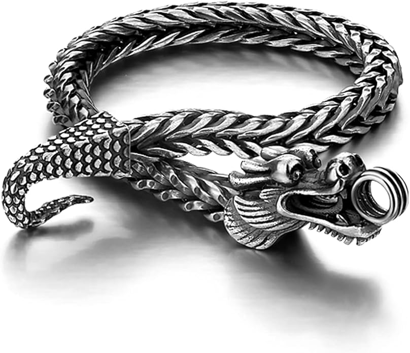 H&Beautimer Fashion 925 Sterling Silver Dragon Chain Bracelet 5MM-7 "8" 9" Solid Thick Side Link Bangle For Men Golden Jewelry Gift