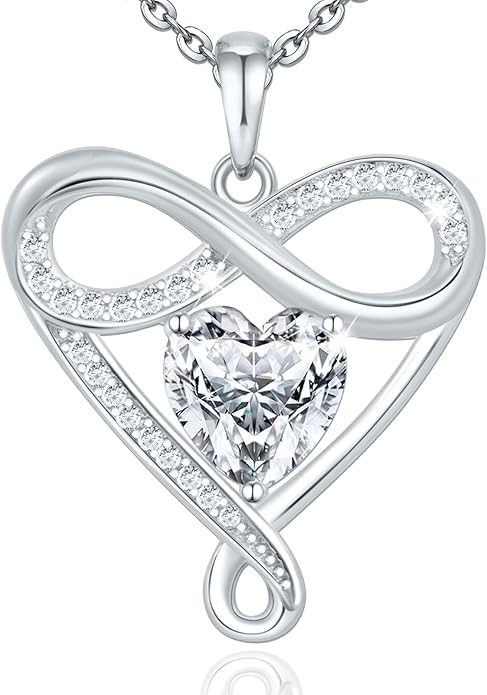 925 Sterling Silver Infinity Necklace - Exquisite Silver Jewelry for Women, Love Heart Necklace for Birthday, Anniversary, Valentine’s Day - Ideal Gift for Girlfriend, Wife, Mom, or Her