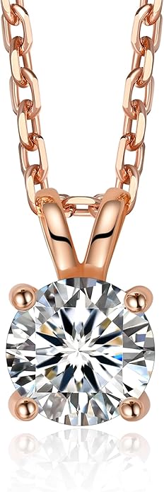 MomentWish Moissanite Solitaire Pendant Necklaces for Women Sterling Silver 0.3/0.5/1/2-Carat D Color VVS1 Clarity Mossanite Jewelry for Women