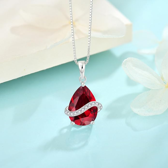 Teardrop Necklace for Women 925 Sterling Silver Birthstone Necklace Pendant Jewelry Gifts for Her