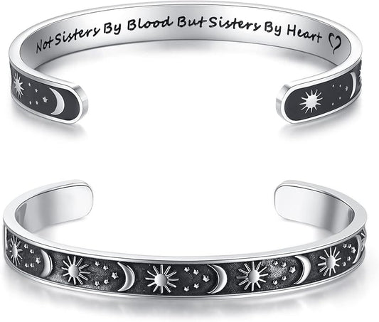 TONY & SANDY Inspirational Bracelets for Women Teen Girls Personalized Gifts for Daughter Granddaughter Mom Sister Friends Stainless Steel Engraved Cuff Birthday Easter Christmas