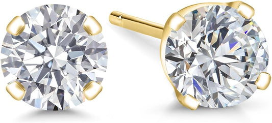 Gem Stone King 0.20 to 6 Cttw 14K Gold Lab Grown Diamond Stud Earrings | Gold Earrings For Women Men | E-F Color | VS1-VS2 Clarity