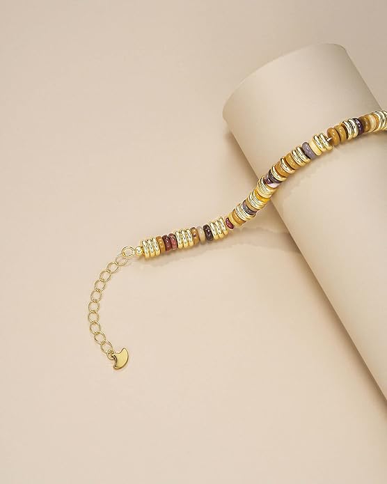 Colorful 18K Gold Plated Bracelets for Women, Stack Bangle Beaded Stone Jewelry Accessories Set for Woman, Trendy Fashion Jewelry Gifts