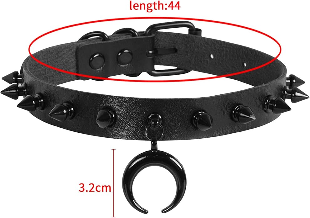 MILAKOO Punk Black Choker Gothic Spiked Rivets for Women Men with Charm Pendant Leather Necklace