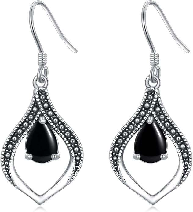 Vintage Genuine Gemstone Earrings for Women Dangling 925 Sterling Silver Western Native American Style Jewelry for Wife Mother