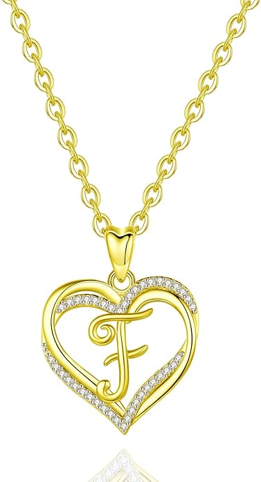 INFUSEU Unique Initial Necklaces for Women Girls Small Heart Letter Jewelry, Meaningful Personalized Gifts