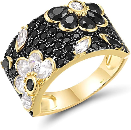 Santuzza 14K Gold Plated Dragonfly Ring Cubic Zirconia 925 Sterling Silver Butterfly Ring