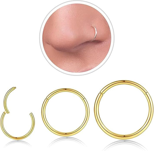 Nose Rings Studs: 8Pcs 20G Gold/Silver 316L Surgical Stainless Steel Nose Studs Hypoallergenic Corkscrew Nose Piercing Stud Jewelry for Women Men Clear Cubic Zirconia Imitation Diamond Top Size 1.5mm 2mm 2.5mm 3mm