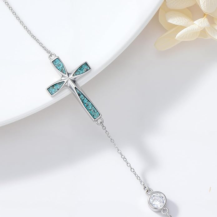 Cross Necklace for Women 925 Sterling Silver Cross Pendant Religious Christian Jewelry Faith Easter Gifts for Wife