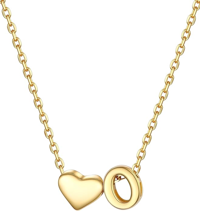 PROSILVER Initial Heart Necklace for Women, 925 Sterling Silver Tiny Heart Letter Necklace Siver, Gold Necklace, Come with Box