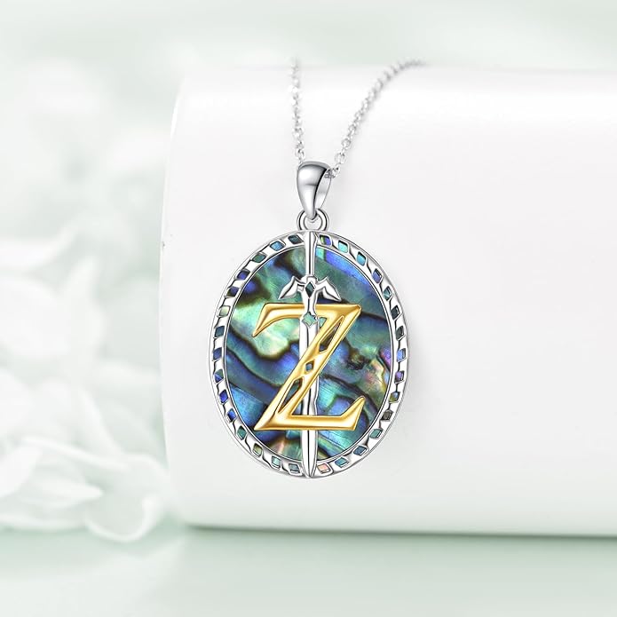 VONALA Artemis's/Poseidon's/Athena's/Weapons Necklace S925 Sterling Silver Plated Abalone Pendant Necklace for Women Men for Women Men