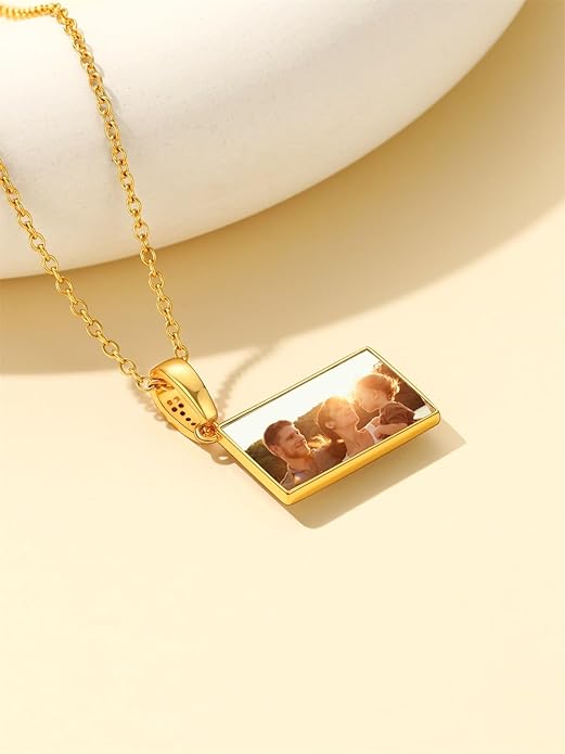 Supcare Locket Necklace That Holds Pictures-Engraved Photo Pendant Custom Jewellery Gifts for Men Women (with Jewellery Gift Box)