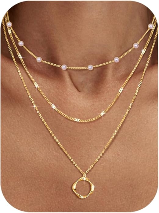 Besteel 3Pcs Dainty Layered Necklaces for Women - Paperclip Choker Necklace Stacks Set Trendy Simple Layering Chain Pendant Jewelry Non Tarnish Gifts