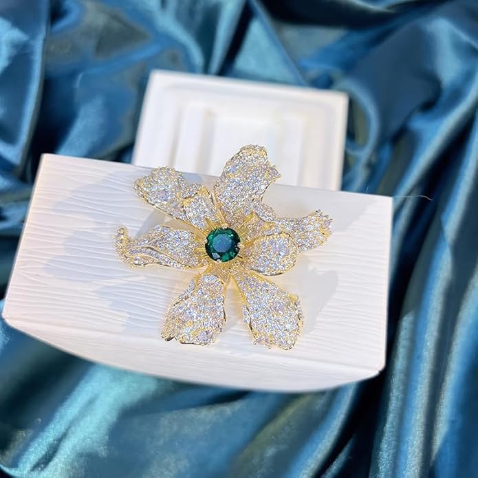 UNVAK Rhinestone Flower Brooch - Crystal Flower Pin for Women - Valentine's Day & Mother's Day Gift