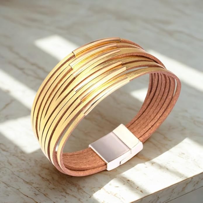 Aluinn Leather Wrap Bracelets For Women Boh Multi-Layer Elegance Bracelet Boho Bangle Western Cuff Bracelet Jewelry for Women