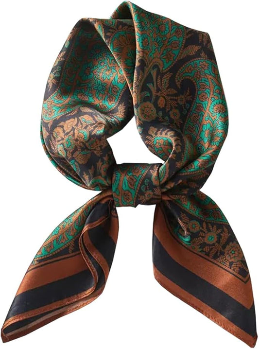 ANDANTINO 100% Mulberry Silk Square Scarf for Hair-25.6" X25.6'' Women Men Natural Silk Neckerchief Digital Printed Headscarf