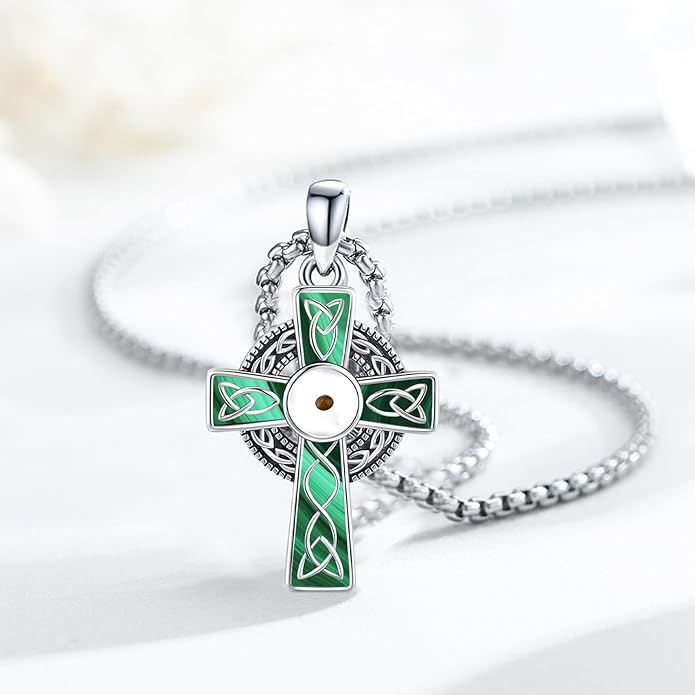 Midir&Etain Celtic Cross Necklace 925 Sterling Silver Cross Pendant Necklace Celtic Viking Irish Jewelry Religious Protective Gift for Men Women