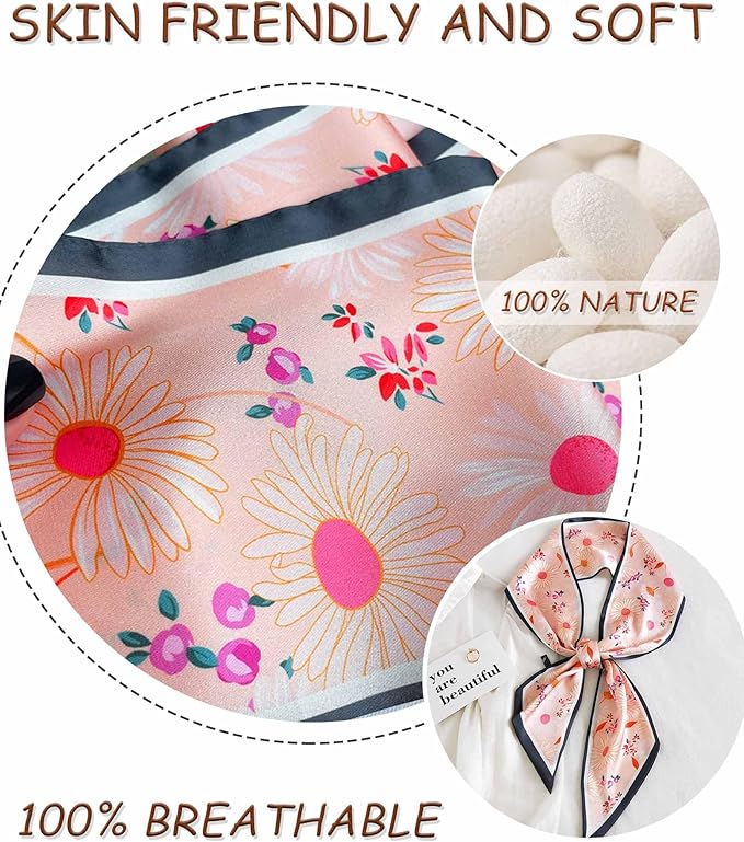 Dailyacc Hair Scarf for Women Fashion Silky Satin Headscarf Wrap Breathable Lightweight Neck Scarves For Handbag