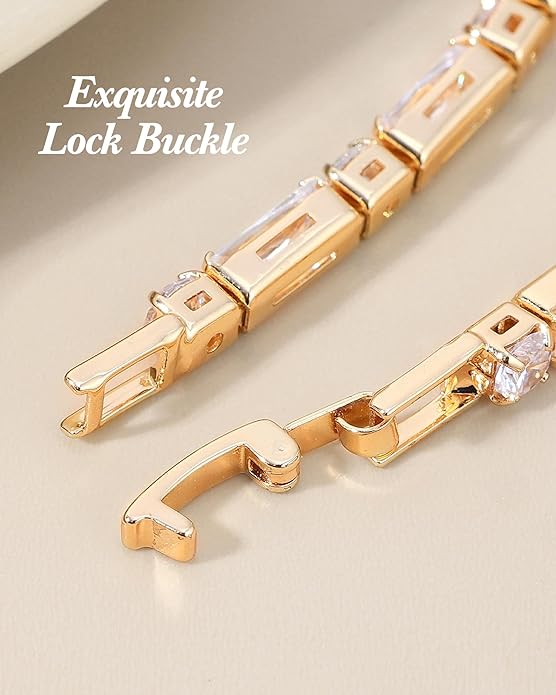 Tennis Bracelets for Women, 14K Gold Plated Diamond Bracelet, Cubic Zirconia Dainty Gold Bracelet for Women, Gifts Jewelry for Women