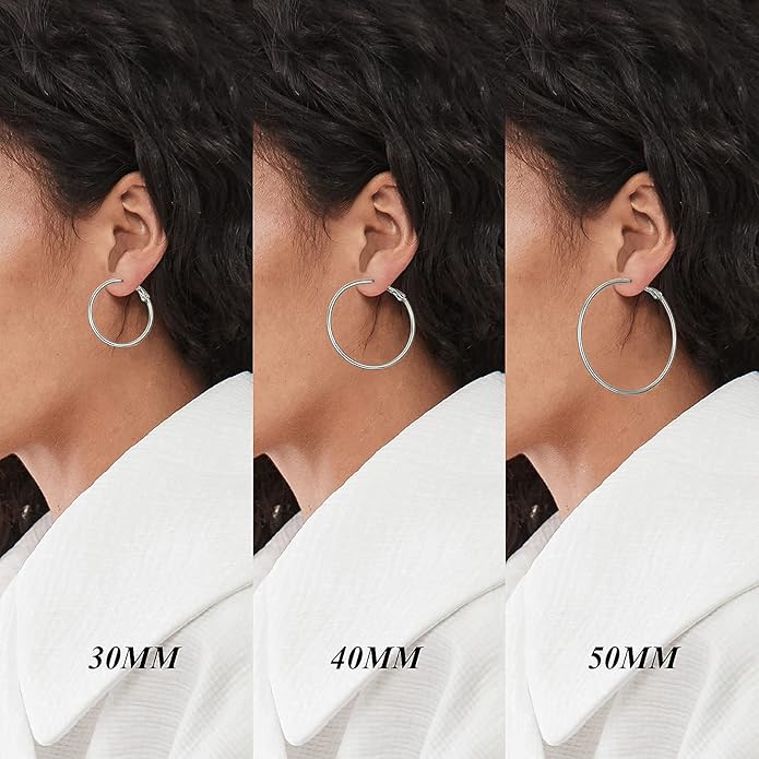 Big Gold Hoop Earrings for Women Hypoallergenic 925 Sterling Silver Post Thin Loop 14K Gold Plated Hoop Earrings Set for Women, 3 Pairs