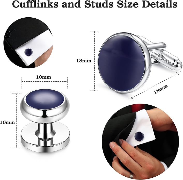 ORAZIO Cuff Links Mens Stainless Steel Cuff Links and Studs Set Gold Black Cufflinks for Men Tuxedo Studs Buttons for Formal Kit Business or Wedding Shirts