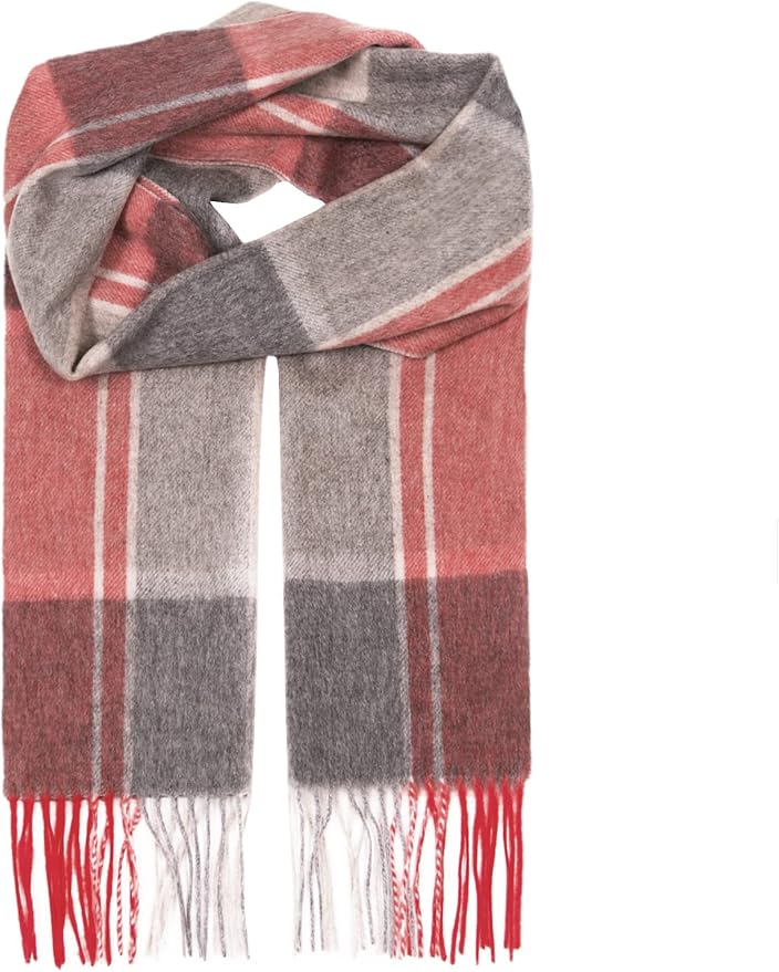 EURKEA 100% Cashmere 2025 Winter Scarf for Women Fringed Edges Warm & Soft Lightweight Solid/Plaid/Two-Tone Free Size