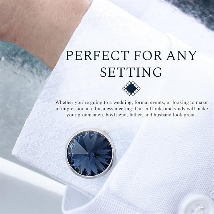 HAWSON Cufflinks for Men with 4/6 pcs Shirt Studs Set, Gift Box Packed, Mens Jewelry or Accessories for Wedding, Party, Anniversary, Birthday