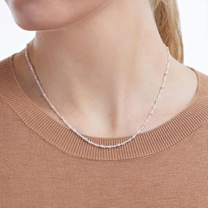 925 Sterling Silver Singapore Chain Lobster Clasp Paperclip Necklace for Women Sparkling Chain 2mm2.5mm3mm4mm5mm Gifts for Her