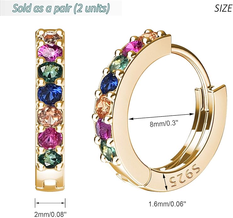 SWEETV 925 Sterling Silver Huggie Hoop Earrings for Women Girls-Tiny Small Cartilage Hoop Earring