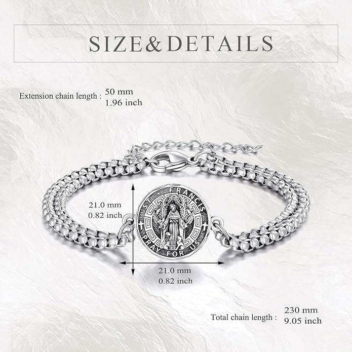 YFN Patron Saint Bracelet Sterling Silver Religious Protector Bracelet Jewelry Gift for Women Men