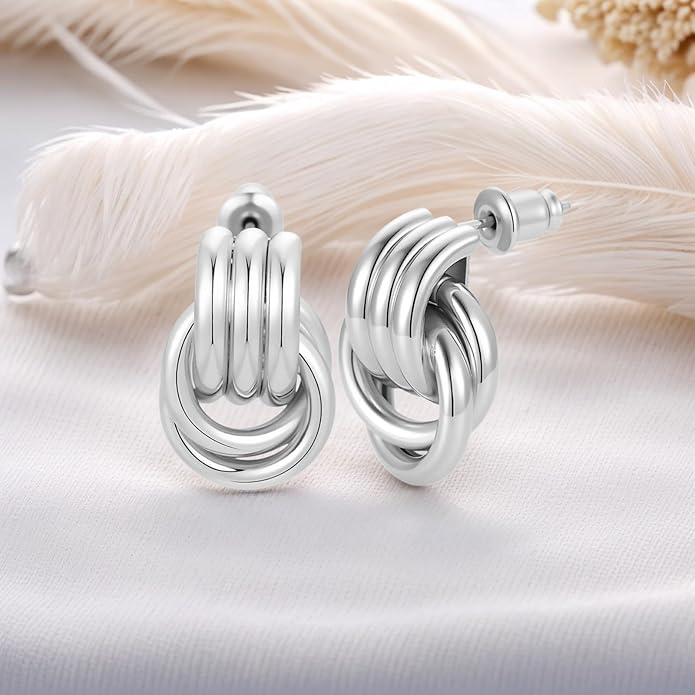 Trendy 14K Gold Plated Knot Earrings are Thick and Charming Pendant Earrings for Women They are Lightweight Hypoallergenic Fashion Accessories Jewelry Gifts for Women