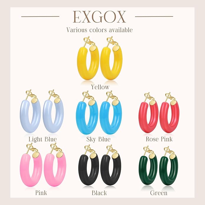 EXGOX 5mm Wide Gold Hoop Earrings for Women,Sterling Silver Hoop Earrings Large Silver Hoop Earrings Hypoallergenic Lightweight 14K Real Gold Plated Big Hoop Earrings for Women 30/40/50/60/70mm