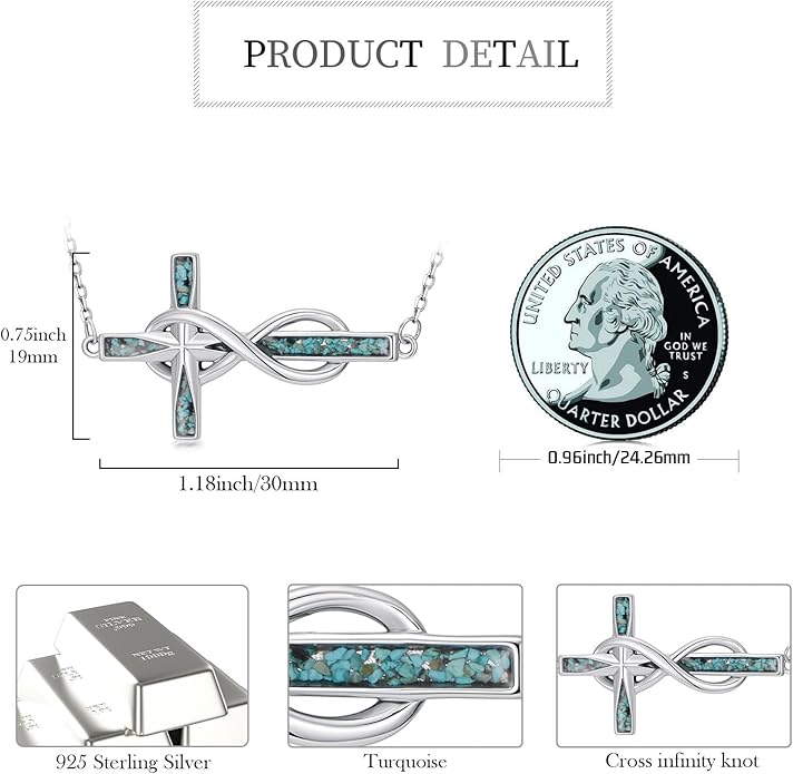 Cross Necklace for Women 925 Sterling Silver Cross Pendant Religious Christian Jewelry Faith Easter Gifts for Wife